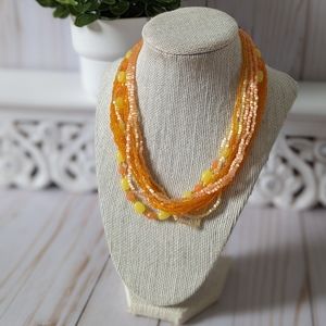 Orange Multi-Strand Beaded Necklace NWOT